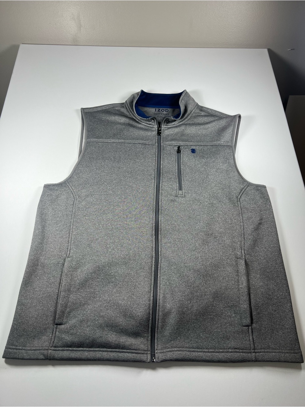 Izod Gray Softshell Vest with Navy Accent